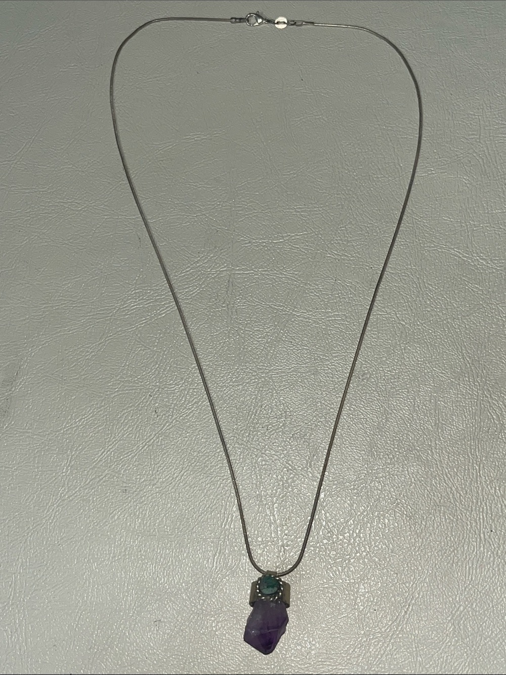 925 Sterling Silver chain Amethyst Pendant Necklace
